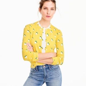 Cotton Jackie cardigan sweater in lemon print
